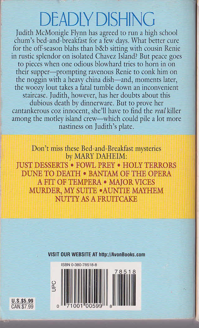 Mary Daheim  SEPTEMBER MOURN magnified rear book cover image