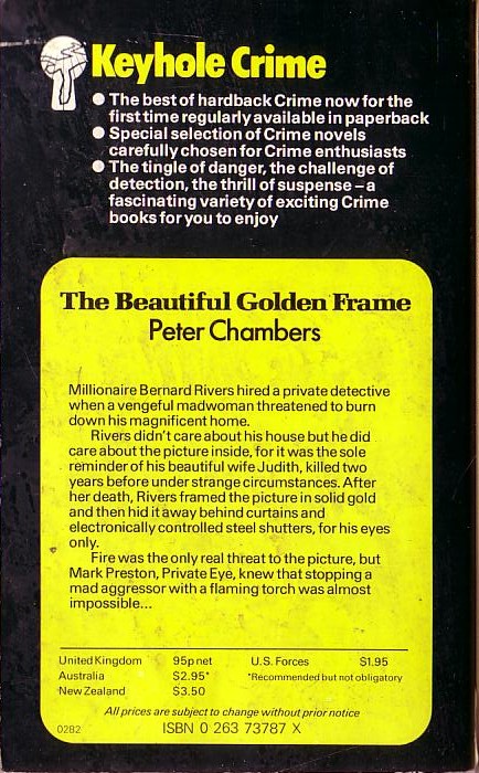 Peter Chambers  THE BEAUTIFUL GOLDEN FRAME magnified rear book cover image