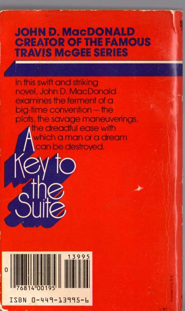 John D. MacDonald  A KEY TO THE SUITE magnified rear book cover image