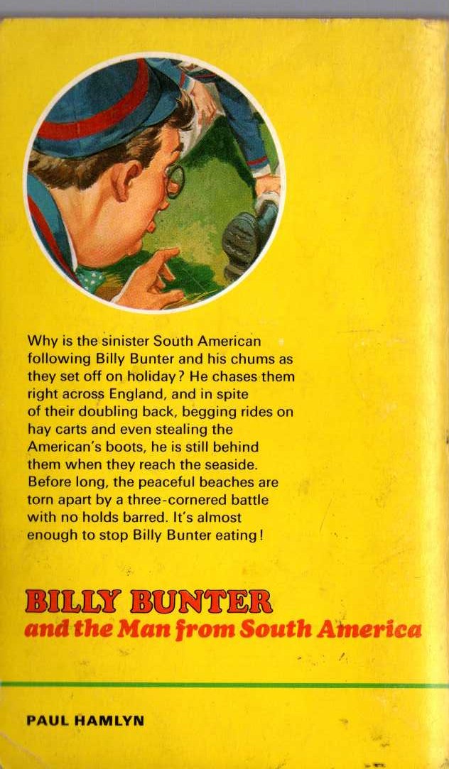Frank Richards  BILLY BUNTER AND THE MAN FROM SOUTH AMERICA magnified rear book cover image