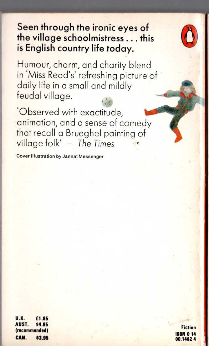 Miss Read  VILLAGE SCHOOL magnified rear book cover image