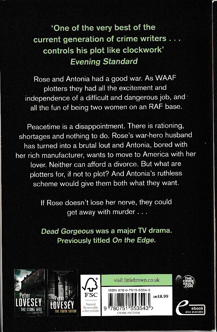 Peter Lovesey  DEAD GORGEOUS magnified rear book cover image