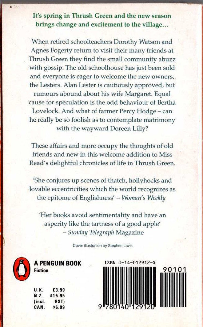 Miss Read  FRIENDS AT THRUSH GREEN magnified rear book cover image
