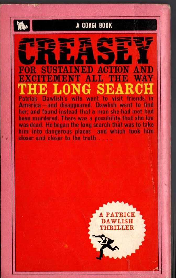 Gordon Ashe  THE LONG SEARCH magnified rear book cover image