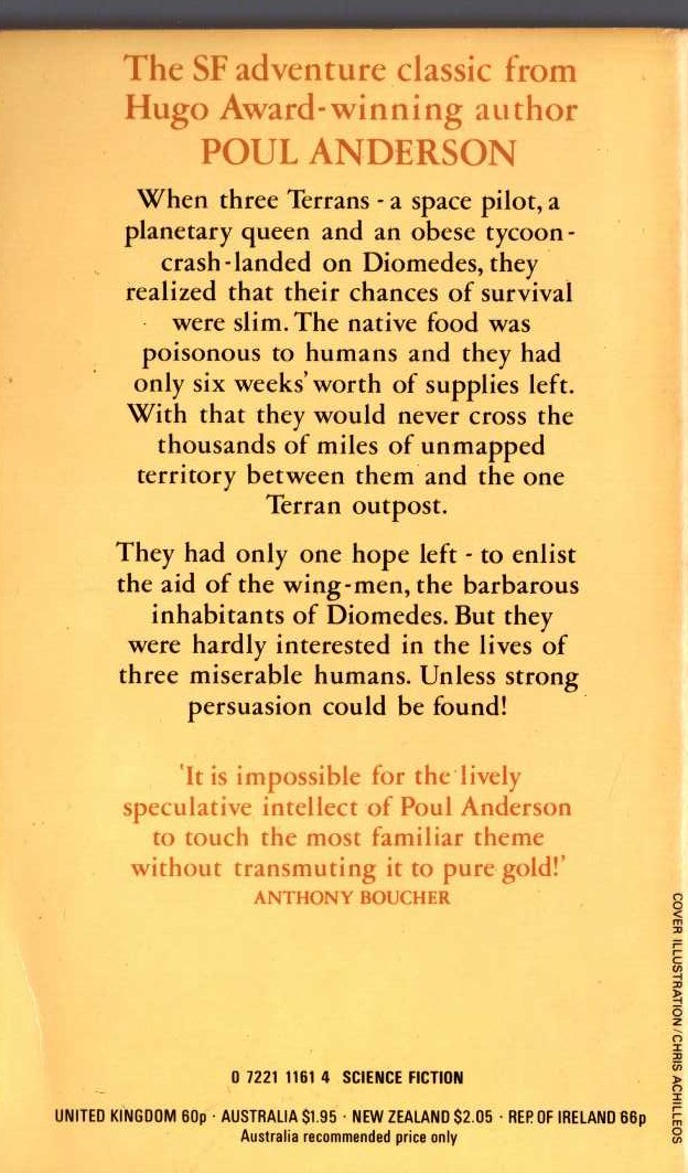 Poul Anderson  WAR OF THE WING-MEN magnified rear book cover image