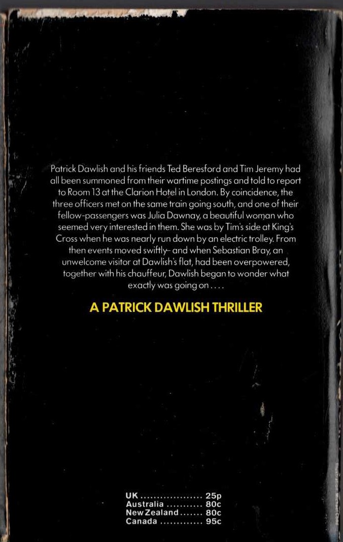 Gordon Ashe  'WARE DANGER magnified rear book cover image