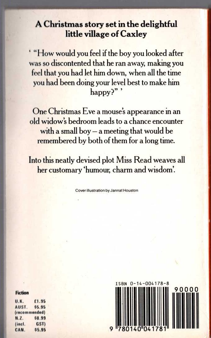 Miss Read  THE CHRISTMAS MOUSE magnified rear book cover image