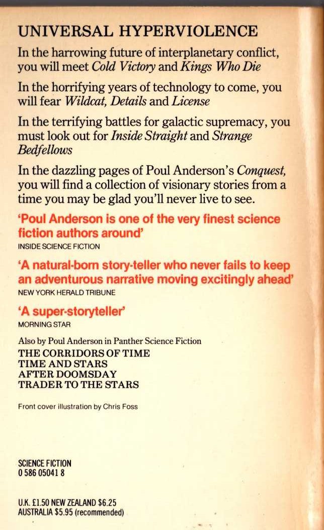 Poul Anderson  CONQUESTS magnified rear book cover image