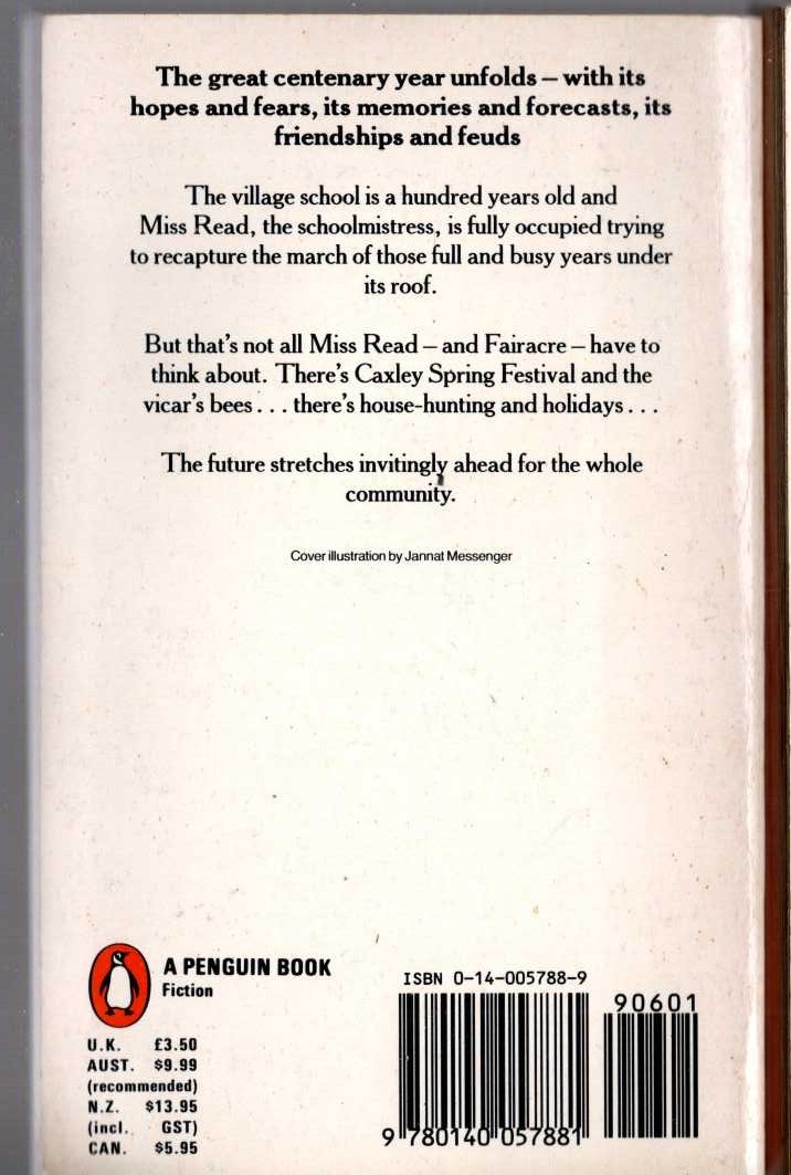 Miss Read  VILLAGE CENTENARY magnified rear book cover image