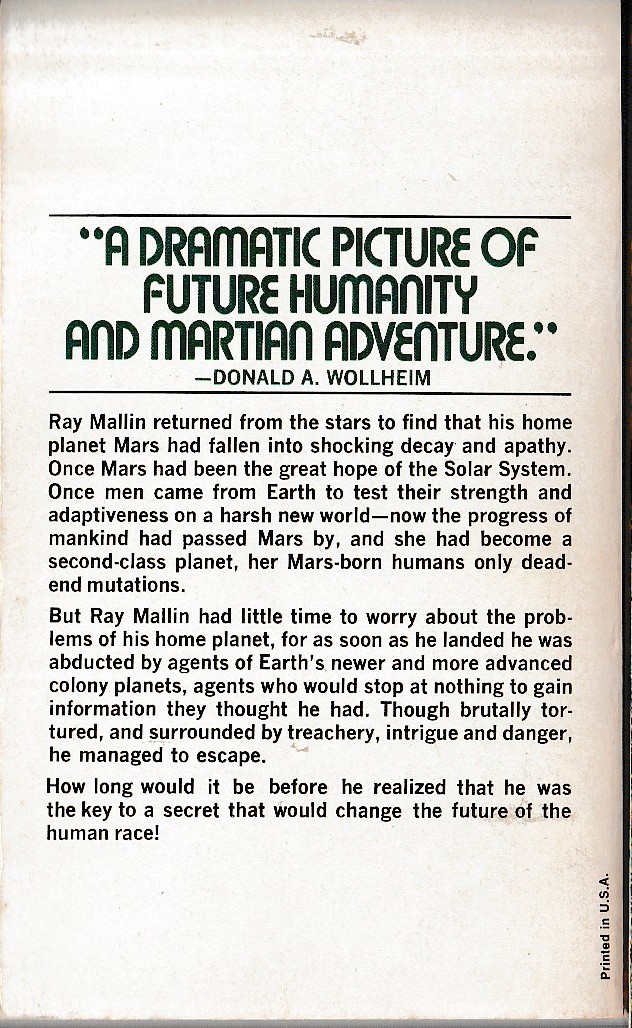 John Brunner  BORN UNDER MARS magnified rear book cover image