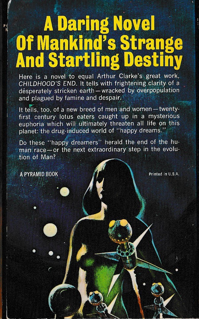 John Brunner  THE DREAMING EARTH magnified rear book cover image