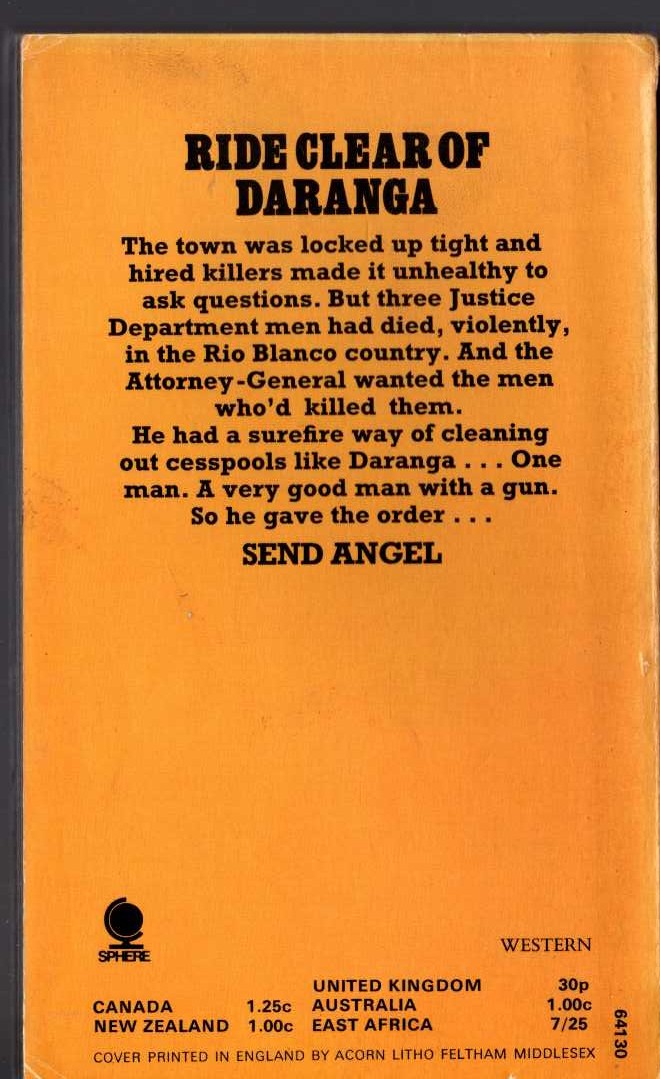 Frederick H. Christian  SEND ANGEL magnified rear book cover image