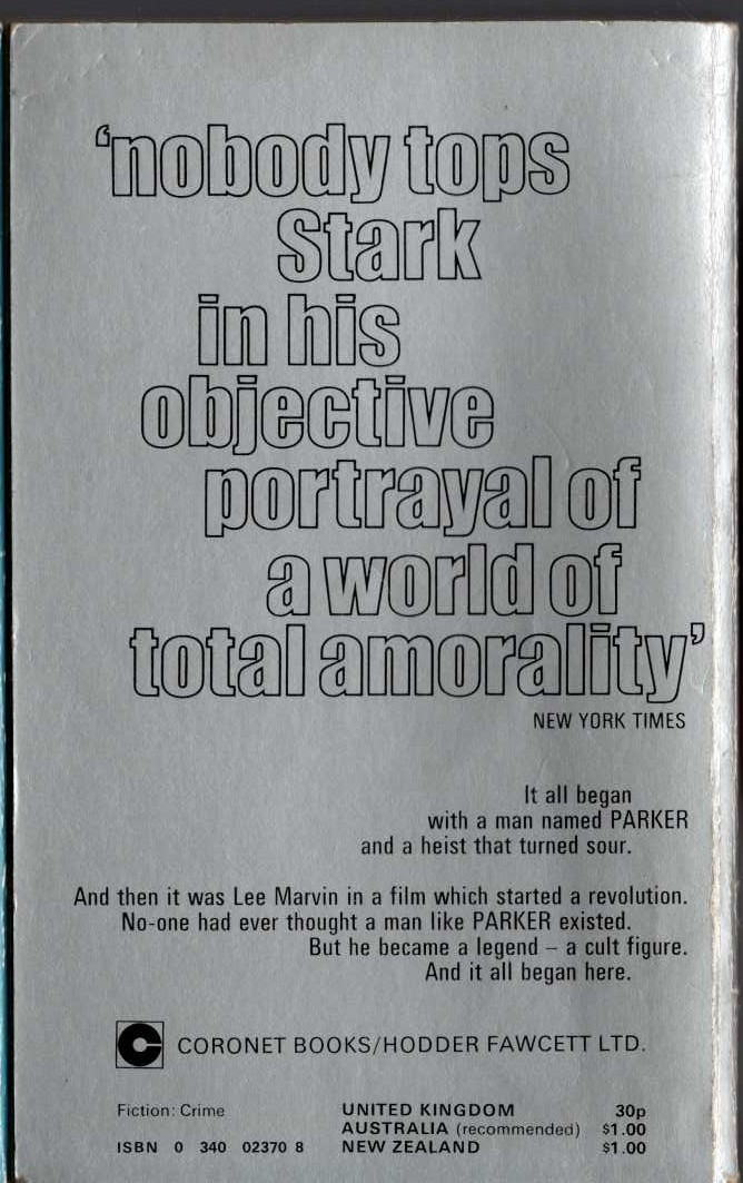 Richard Stark  POINT BLANK magnified rear book cover image