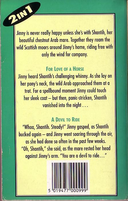 Patricia Leitch  FOR LOVE OF A HORSE/ A DEVIL TO RIDE magnified rear book cover image