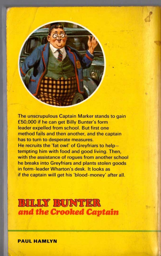 Frank Richards  BILLY BUNTER AND THE CROOKED CAPTAIN magnified rear book cover image
