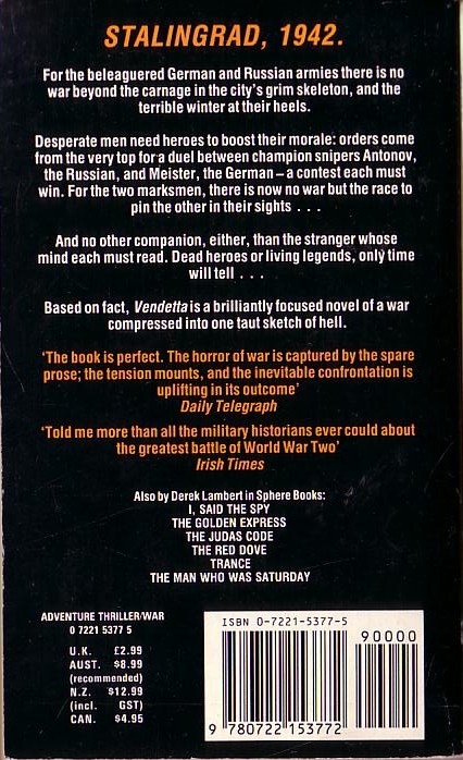 Derek Lambert  VENDETTA magnified rear book cover image