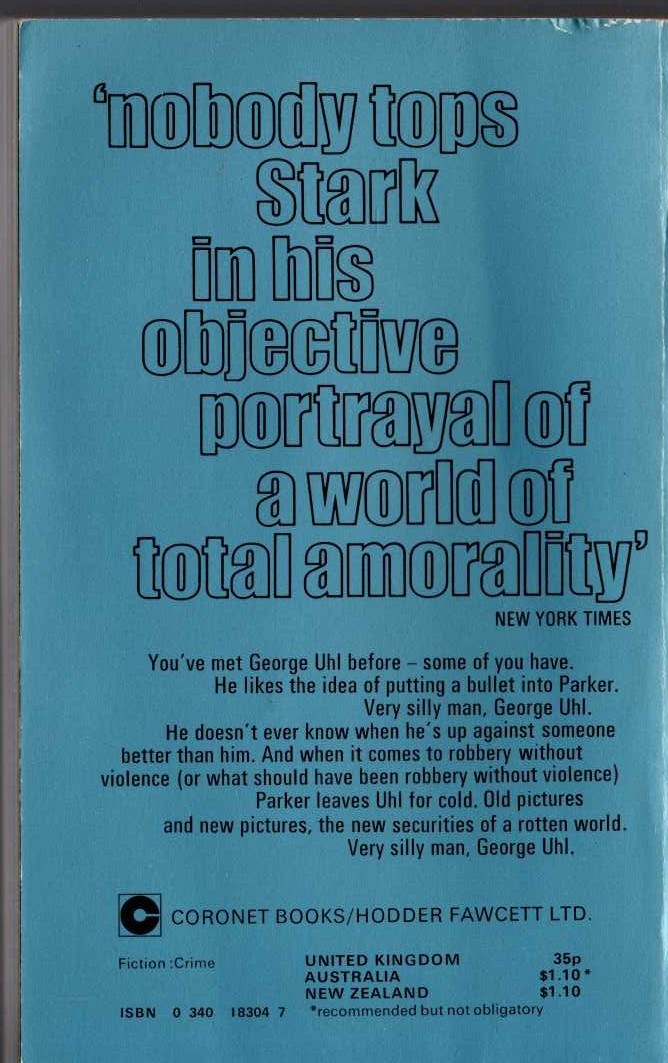 Richard Stark  PLUNDER SQUAD magnified rear book cover image