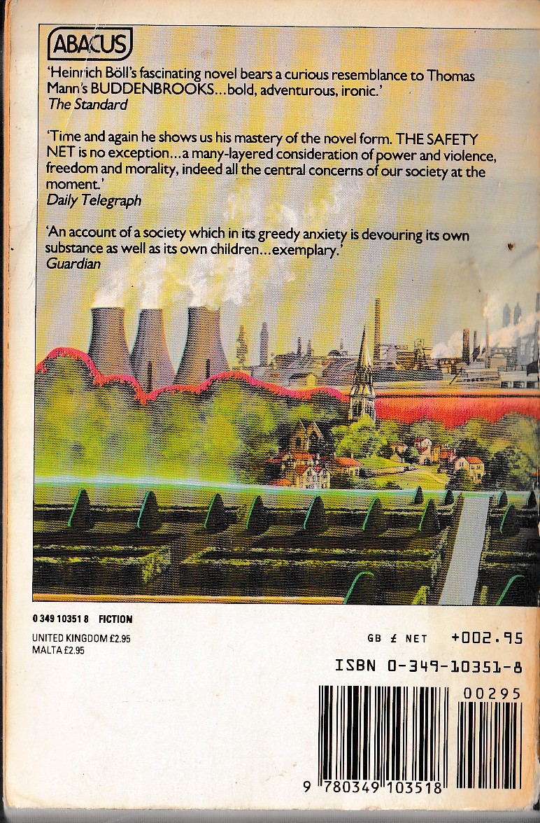 Heinrich Boll  THE SAFETY NET magnified rear book cover image