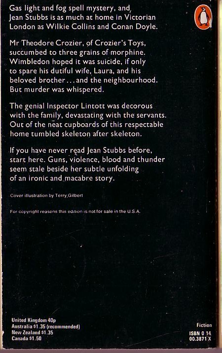 Jean Stubbs  DEAR LAURA magnified rear book cover image