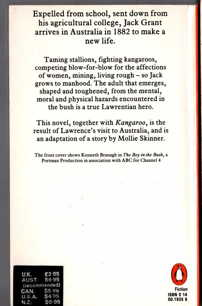 D.H. Lawrence  THE BOY IN THE BUSH (TV tie-in: Kenneth Branagh) magnified rear book cover image