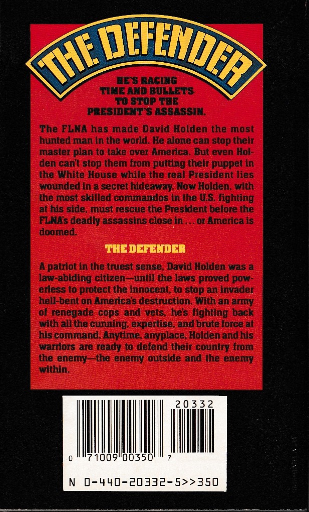 Jerry Ahern  THE DEFENDER #8: JUSTICE DENIED magnified rear book cover image