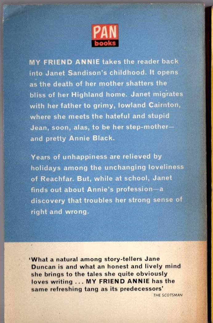 Jane Duncan  MY FRIEND ANNIE magnified rear book cover image