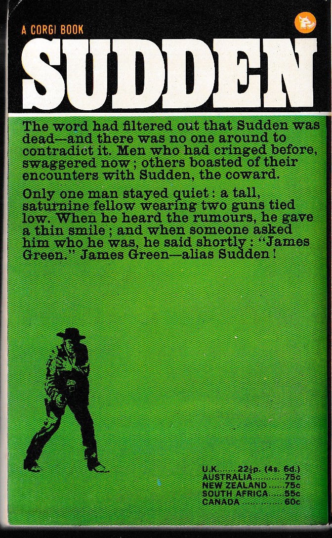 Oliver Strange  SUDDEN - THE LAW O' THE LARIAT magnified rear book cover image