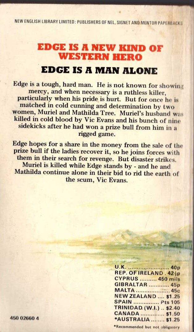 George G. Gilman  EDGE 18: TEN TOMBSTONES TO TEXAS magnified rear book cover image