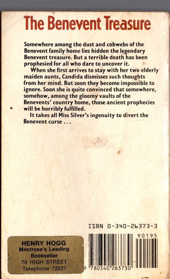 Patricia Wentworth  THE BENEVENT TREASURE magnified rear book cover image