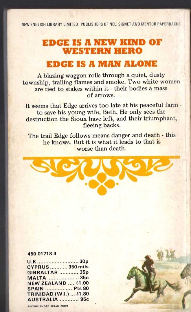 George G. Gilman  EDGE 11: SIOUX UPRISING magnified rear book cover image