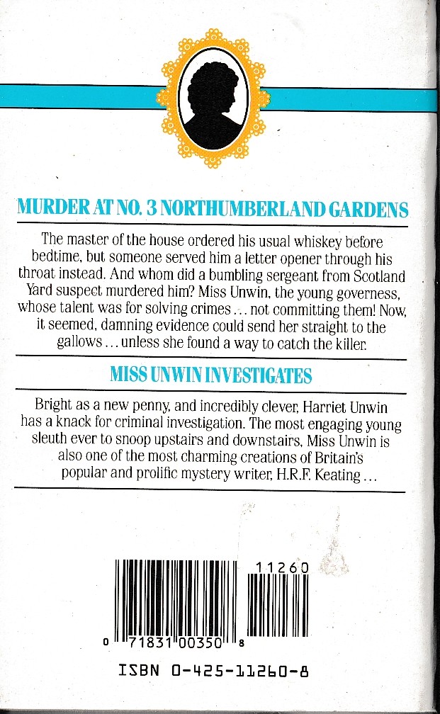 (H.R.F.Keating writing as Evelyn Hervey) THE GOVERNESS magnified rear book cover image