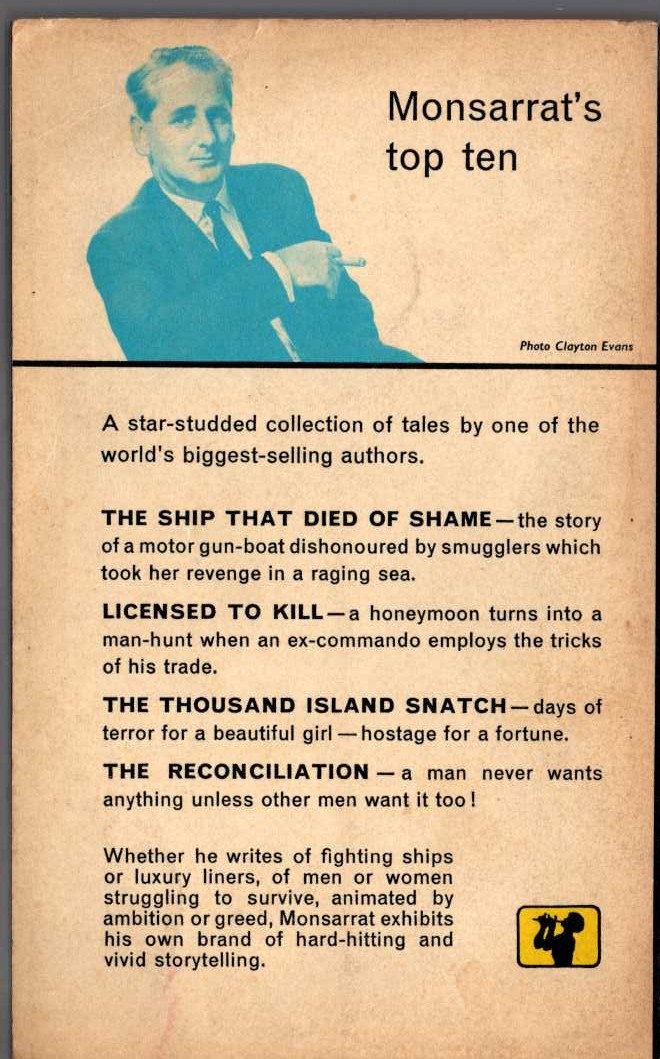 Nicholas Monsarrat  THE SHIP THAT DIED OF SHAME magnified rear book cover image