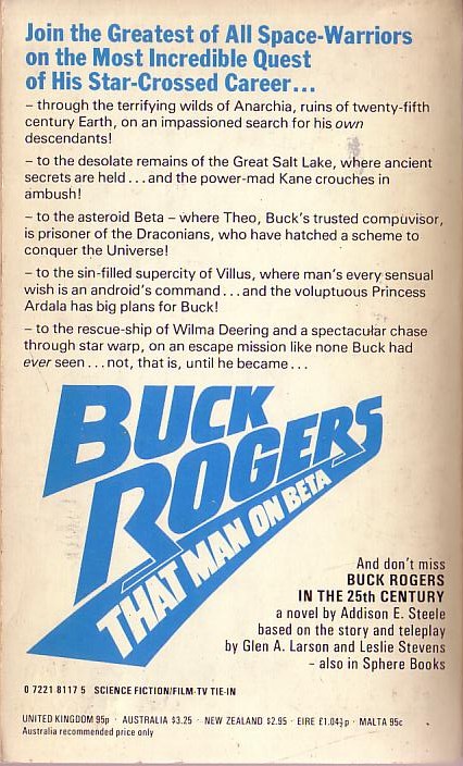 Addison E. Steele  BUCK ROGERS #2: THAT MAN ON BETA magnified rear book cover image