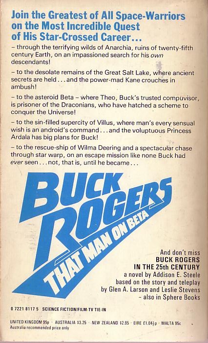 Addison E. Steele  BUCK ROGERS #2: THAT MAN ON BETA magnified rear book cover image