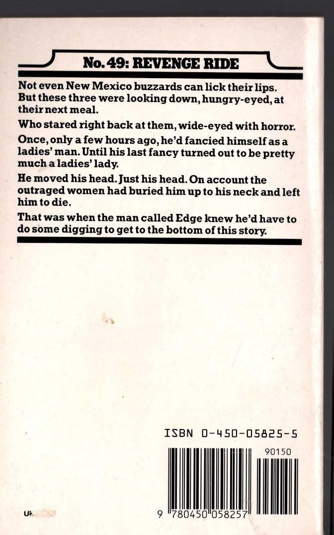 George G. Gilman  EDGE 49: REVENGE RIDE magnified rear book cover image
