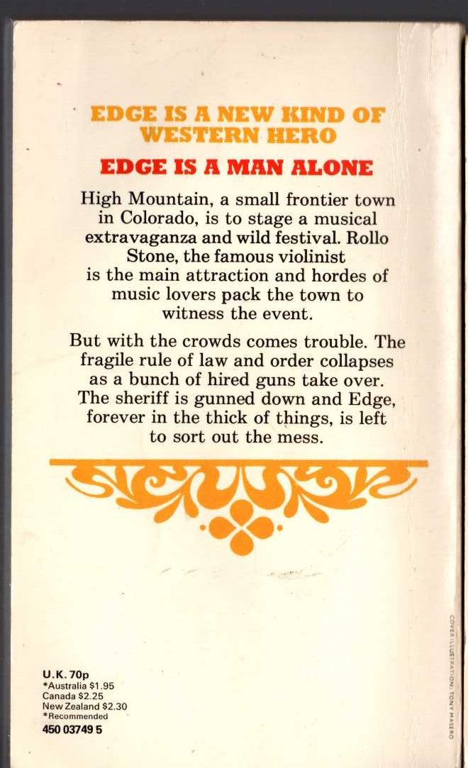 George G. Gilman  EDGE 21: RHAPSODY IN RED magnified rear book cover image