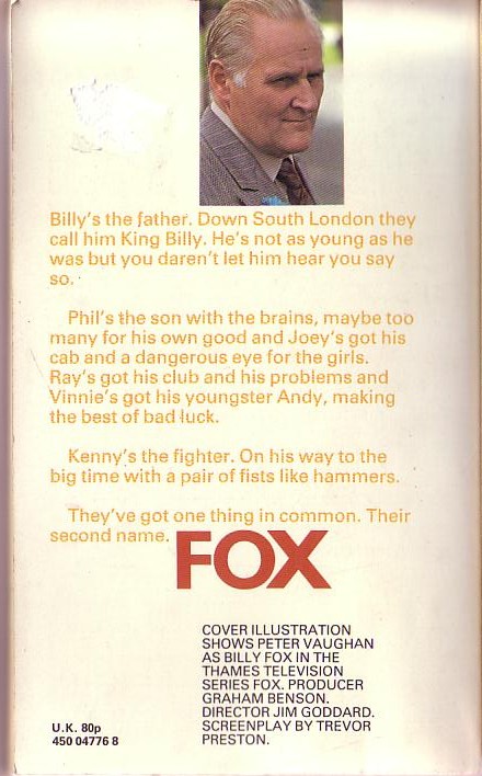 Brian Shakespeare  FOX. Part 1 (Thames TV) magnified rear book cover image
