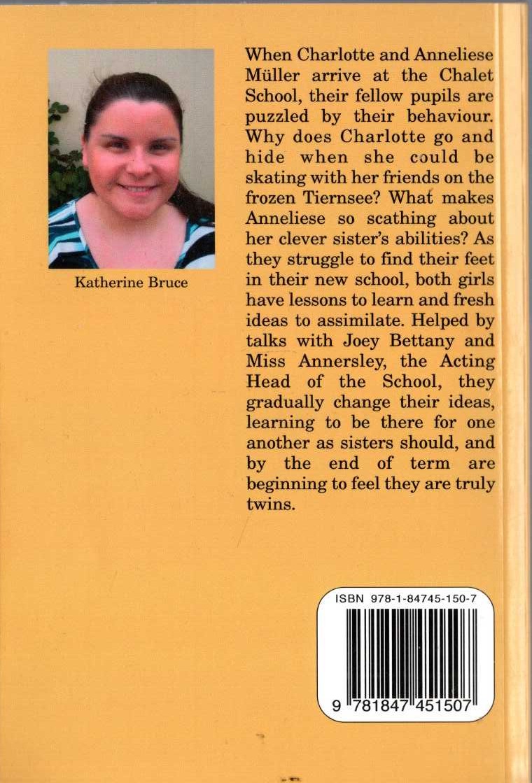 Elinor M. Brent-Dyer  THE MULLER TWINS AT THE CHALET SCHOOL magnified rear book cover image
