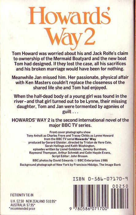 John Brason  HOWARDS' WAY 2 (BBC TV) magnified rear book cover image