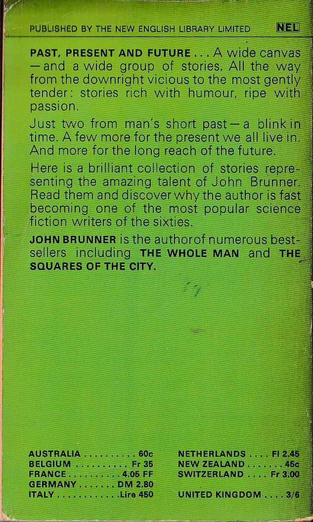 John Brunner  OUT OF MY MIND magnified rear book cover image