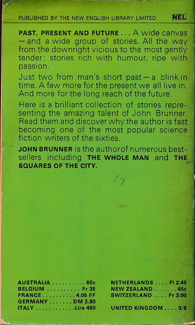 John Brunner  OUT OF MY MIND magnified rear book cover image