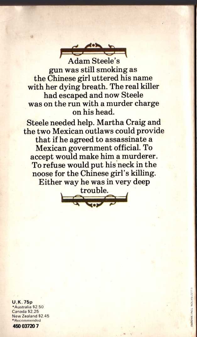 George G. Gilman  ADAM STEELE 20: WANTED FOR MURDER magnified rear book cover image