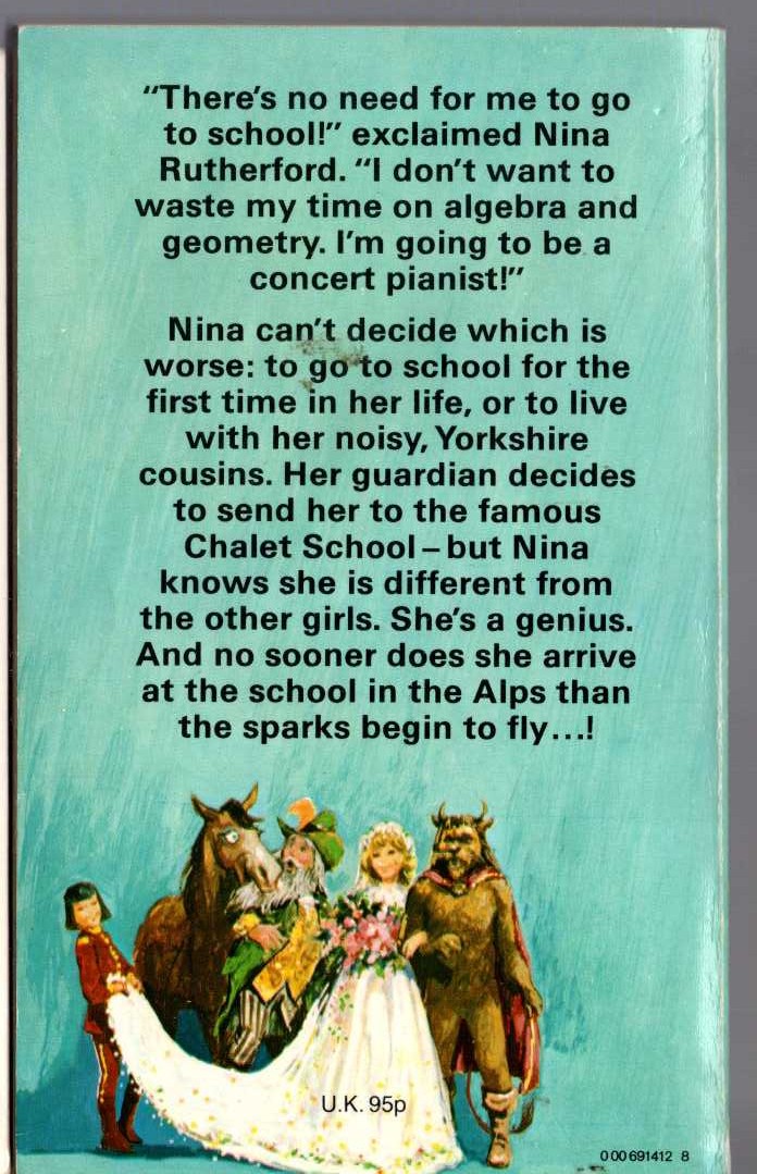Elinor M. Brent-Dyer  A GENIUS AT THE CHALET SCHOOL magnified rear book cover image