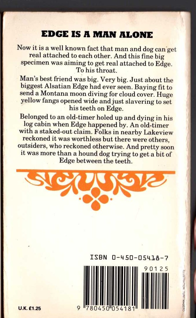 George G. Gilman  EDGE 41: THE KILLING CLAIM magnified rear book cover image