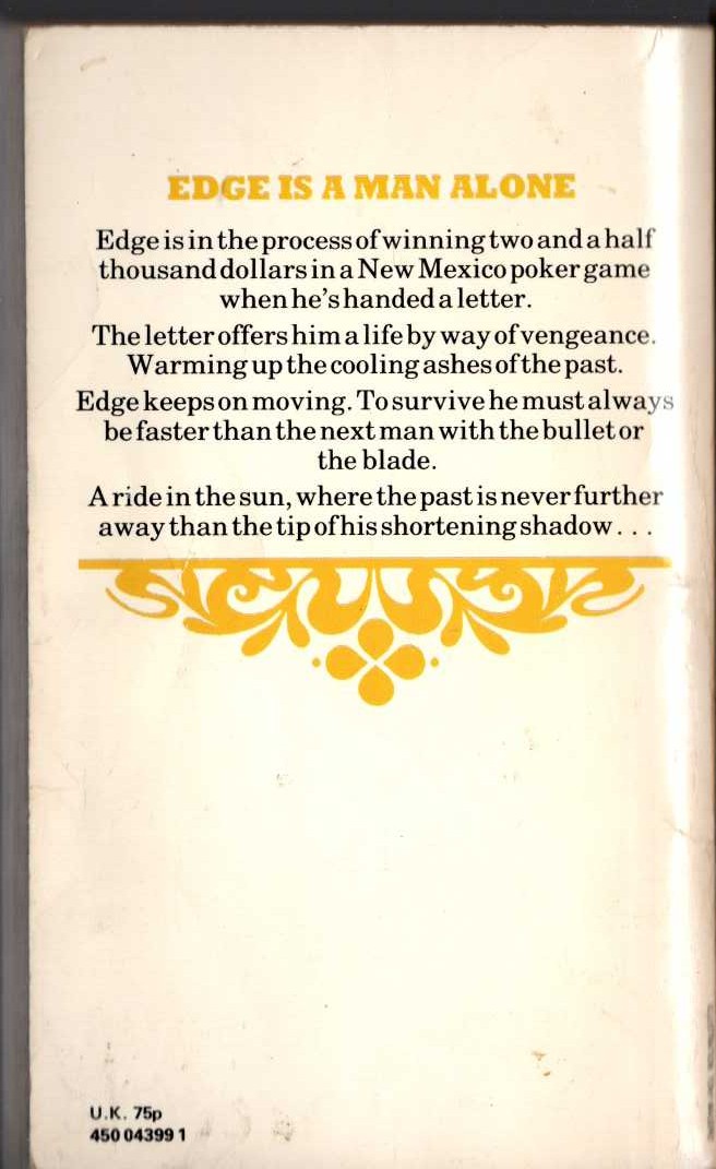 George G. Gilman  EDGE 34: A RIDE IN THE SUN magnified rear book cover image