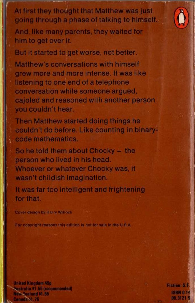 John Wyndham  CHOCKY magnified rear book cover image