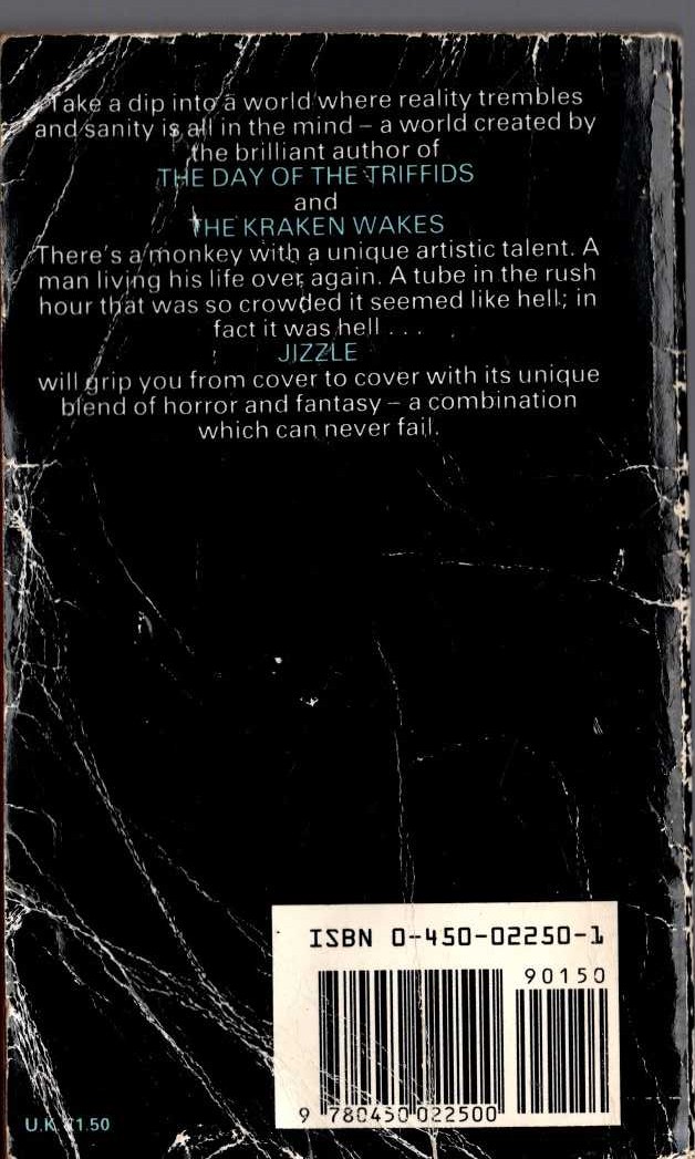 John Wyndham  JIZZLE magnified rear book cover image