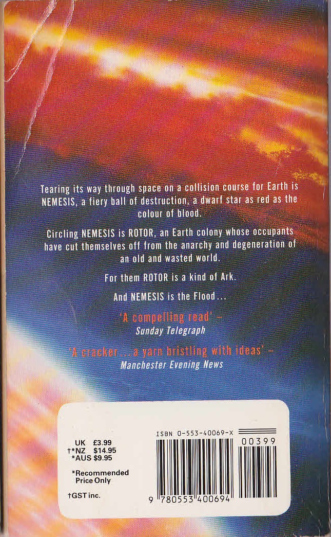 Isaac Asimov  NEMESIS magnified rear book cover image