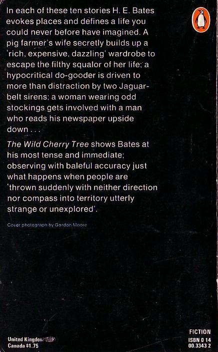 H.E. Bates  THE WILD CHERRY TREE magnified rear book cover image