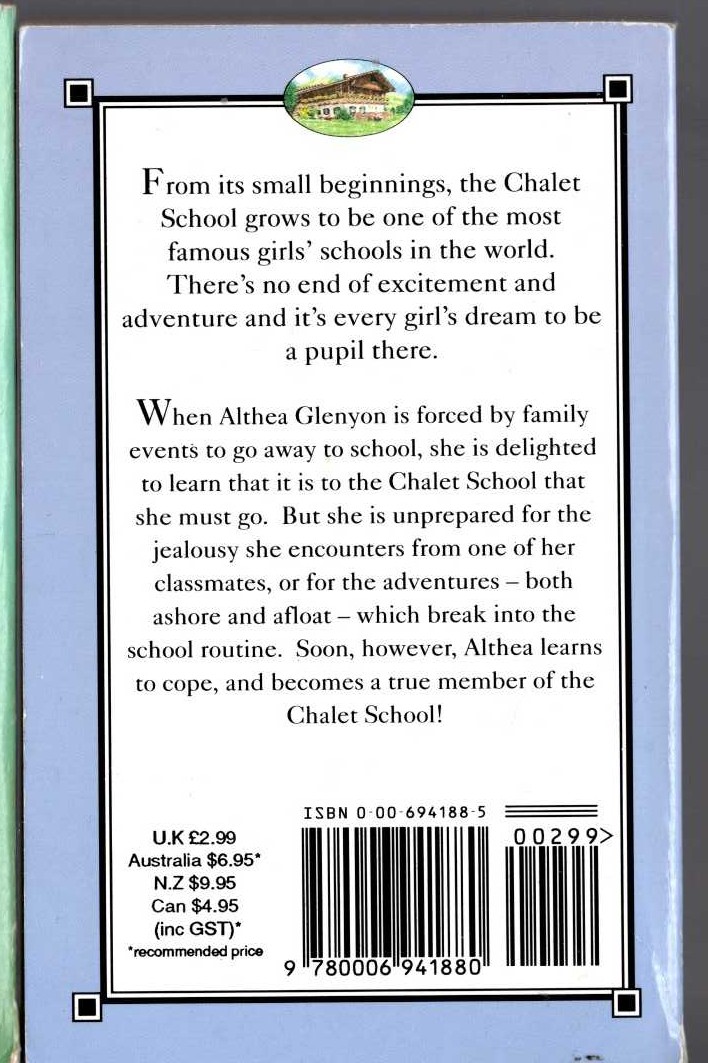 Elinor M. Brent-Dyer  ALTHEA JOINS THE CHALET SCHOOL magnified rear book cover image
